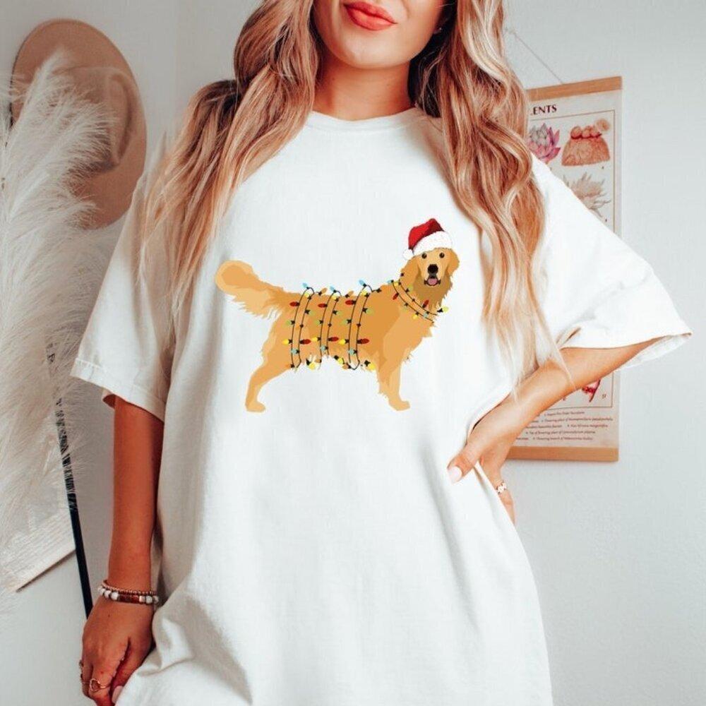 Funny Christmas Golden Retriever Dog Holiday Humor Cozy Gift T-Shirt